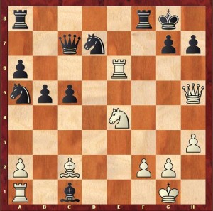 Bohužel se teď rozhodla dobrat střelce (Vxc1) místo vyhrávajícího Jg5! a dál Jf6 Sxh7 Kh8 Vxf6 Vxf6 Sg6+ Kg8, ale to bylo celkem těžké už dopočítat